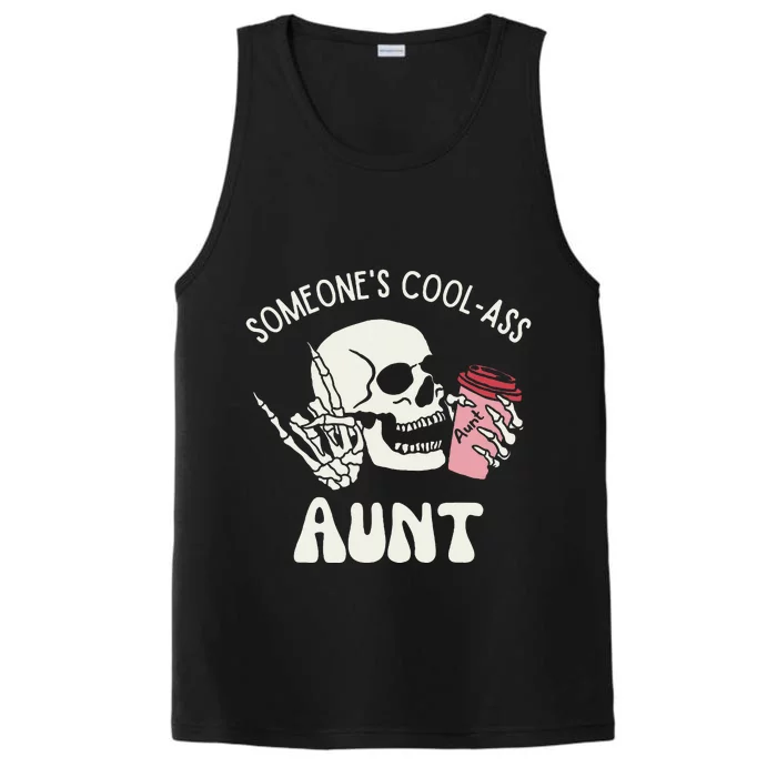 SomeoneS Cool Ass Aunt Cool Auntie Club Skull Skeleton Performance Tank