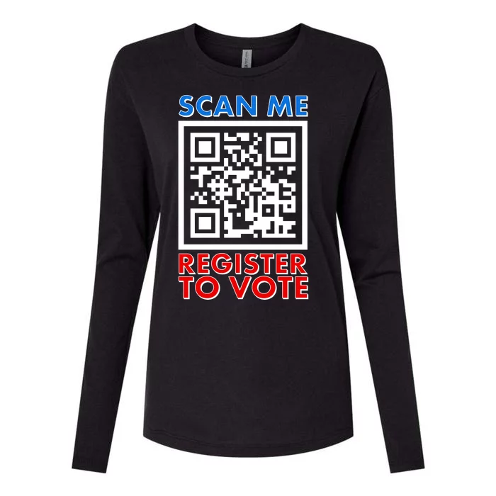 Scan Me QR Code Register To Vote Womens Cotton Relaxed Long Sleeve T-Shirt