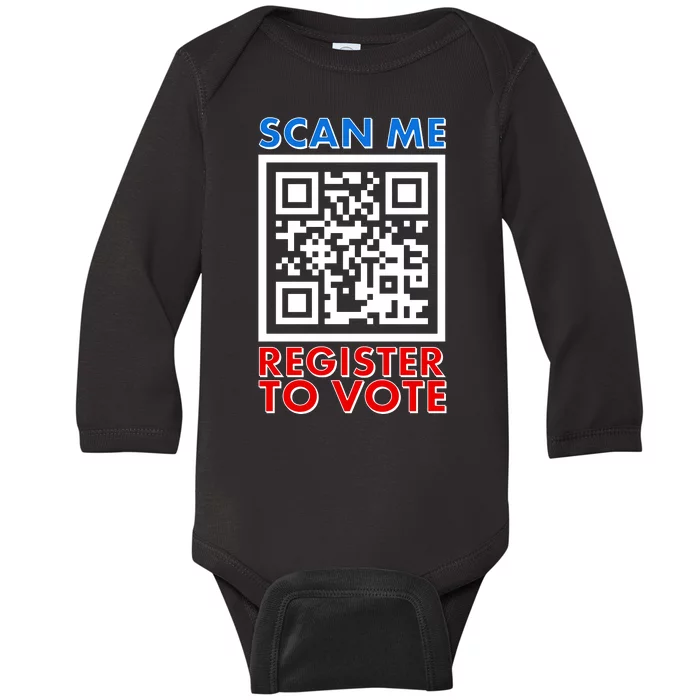 Scan Me QR Code Register To Vote Baby Long Sleeve Bodysuit