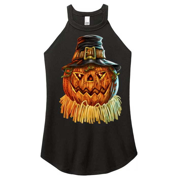 Scarecrow Pumpkin Halloween Women’s Perfect Tri Rocker Tank