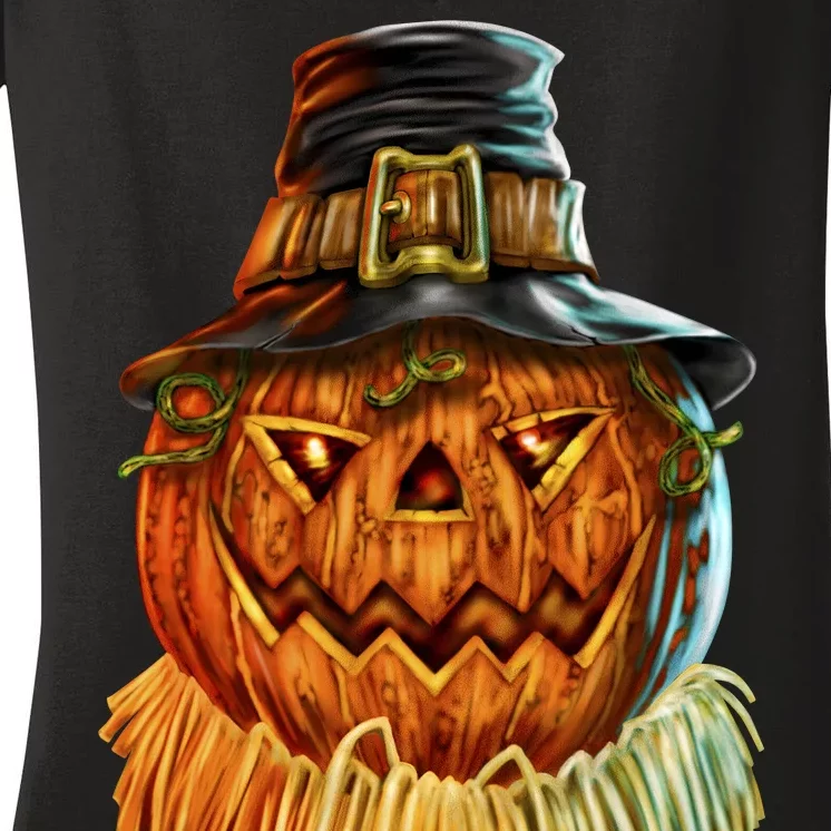 Scarecrow Pumpkin Halloween Women's V-Neck T-Shirt