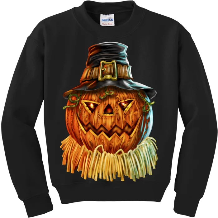 Scarecrow Pumpkin Halloween Kids Sweatshirt