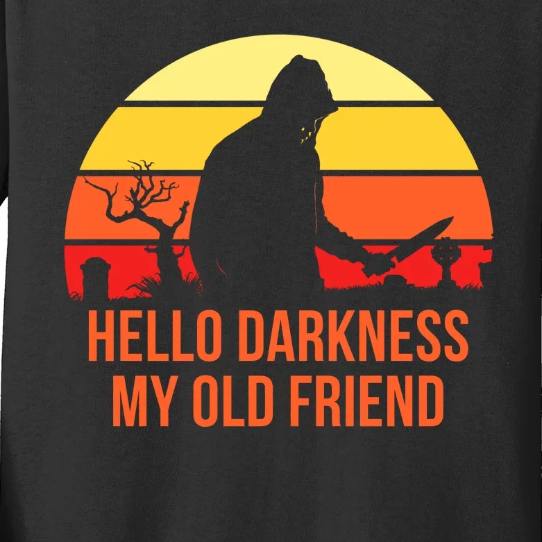 Scary Hello Darkness My Old Friend Kids Long Sleeve Shirt