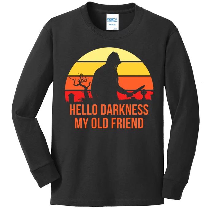 Scary Hello Darkness My Old Friend Kids Long Sleeve Shirt