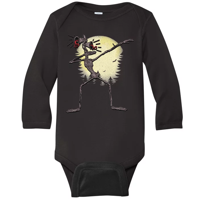 Scary Siren Head Monster Dabbing Baby Long Sleeve Bodysuit