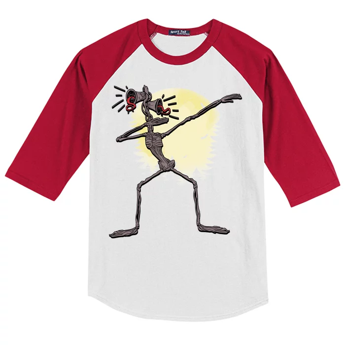 Scary Siren Head Monster Dabbing Kids Colorblock Raglan Jersey