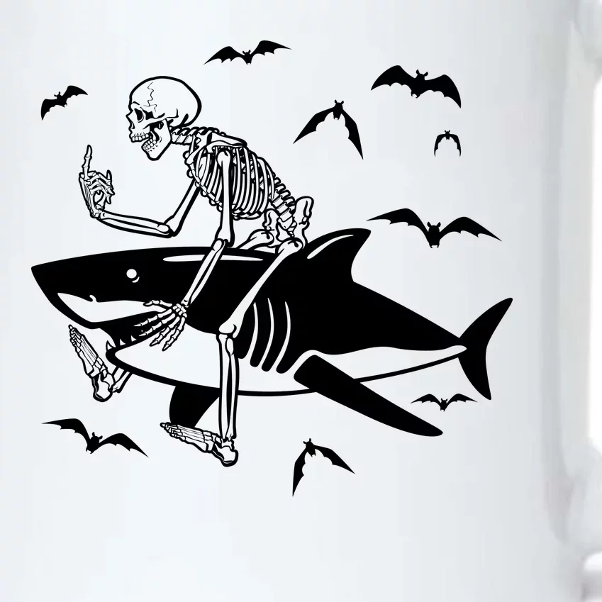 Scary Skeleton Riding Shark Black Color Changing Mug