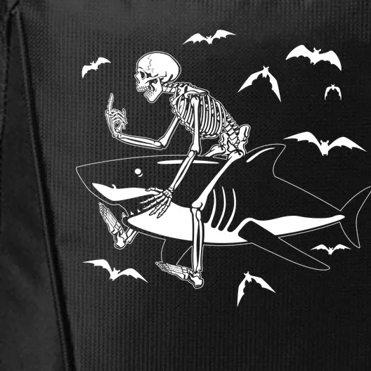 Scary Skeleton Riding Shark City Backpack