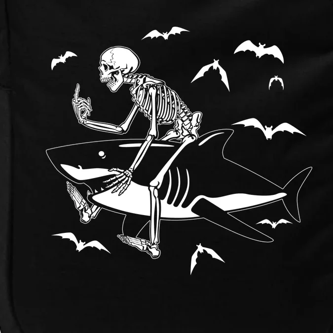 Scary Skeleton Riding Shark Impact Tech Backpack