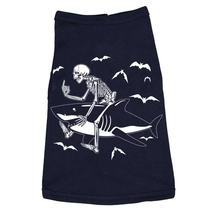 Scary Skeleton Riding Shark Doggie Tank