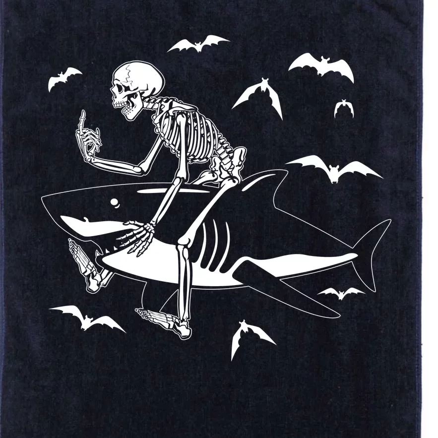 Scary Skeleton Riding Shark Platinum Collection Golf Towel