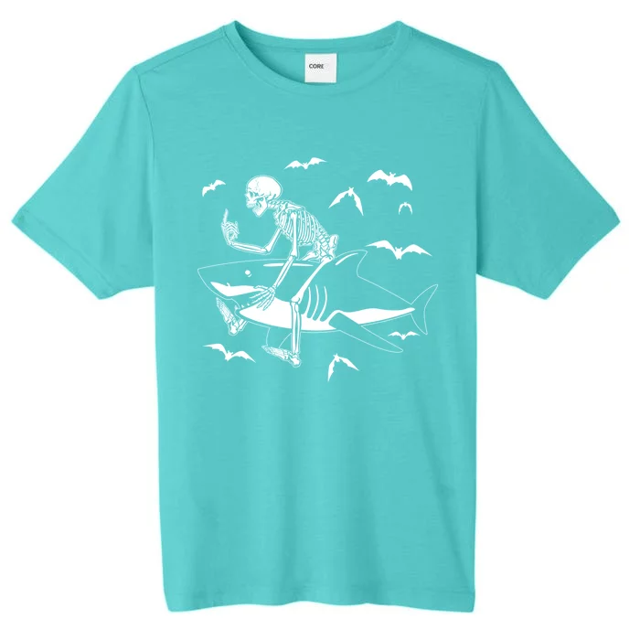 Scary Skeleton Riding Shark ChromaSoft Performance T-Shirt