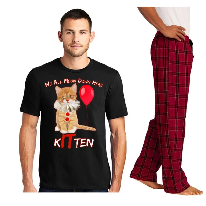 Scary We All Meow Down Here Clown Cat Kitten Pajama Set