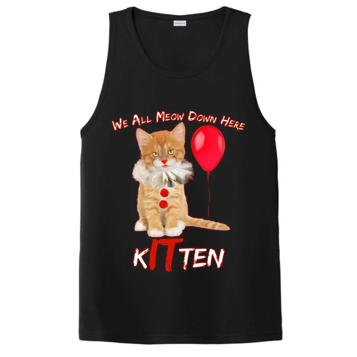 Scary We All Meow Down Here Clown Cat Kitten Performance Tank