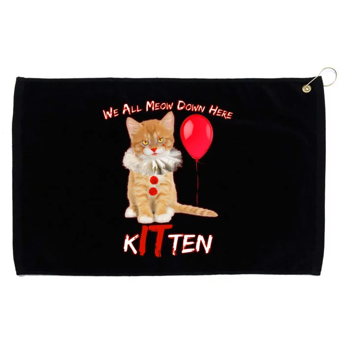 Scary We All Meow Down Here Clown Cat Kitten Grommeted Golf Towel