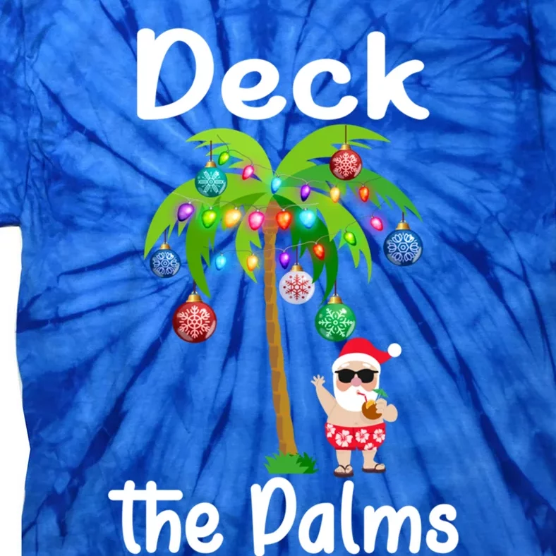 Santa Christmas Beach Hawaii Tropical Deck The Palms Cool Gift Tie-Dye T-Shirt