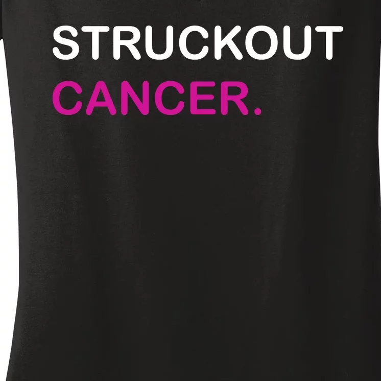 Struckout Cancer Baseball Pink Cancer Support Awareness Women's V-Neck T-Shirt