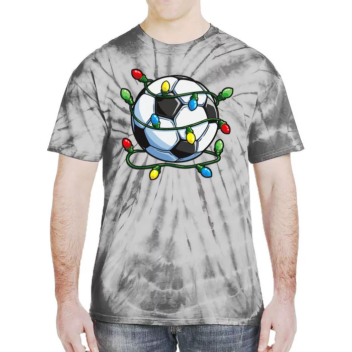 Soccer Christmas Ball Xmas Lights Funny Sport Tie-Dye T-Shirt