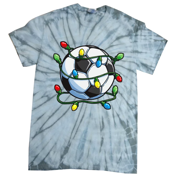 Soccer Christmas Ball Xmas Lights Funny Sport Tie-Dye T-Shirt