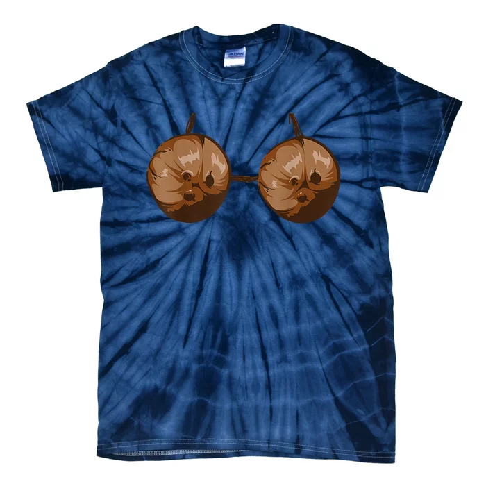 Summer Coconut Bra Halloween Costume Funny Outfit Tie-Dye T-Shirt