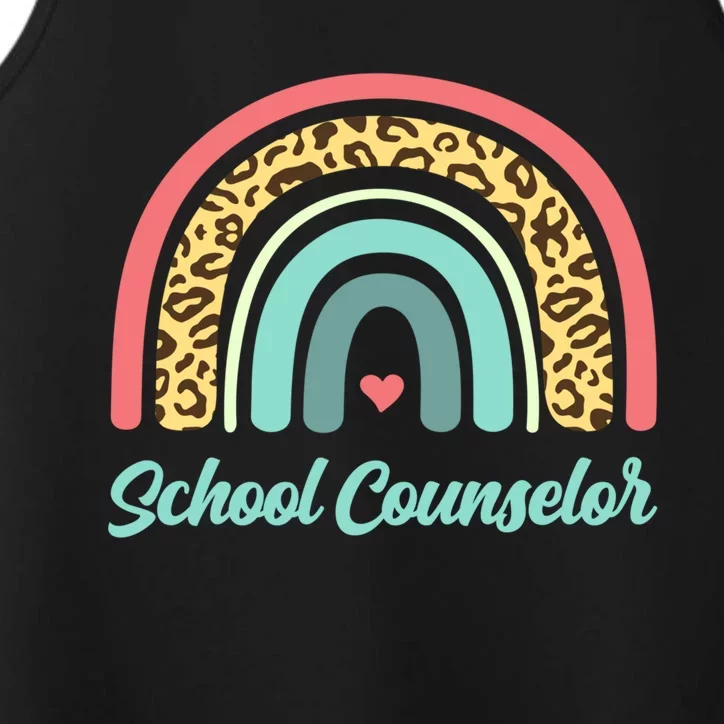 School Counselor Boho Leopard Rainbow Guidance Counseling Cute Gift Performance Tank