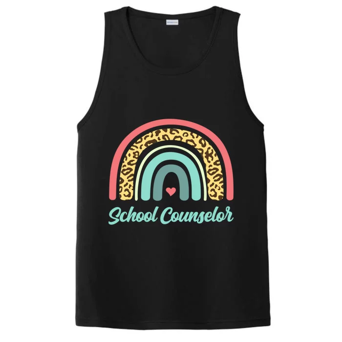 School Counselor Boho Leopard Rainbow Guidance Counseling Cute Gift Performance Tank