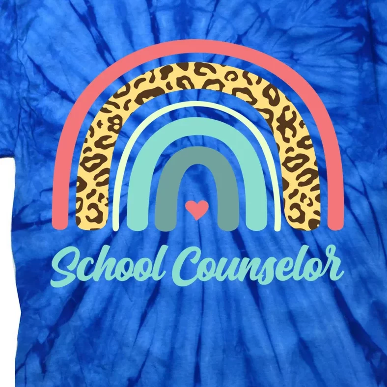 School Counselor Boho Leopard Rainbow Guidance Counseling Cute Gift Tie-Dye T-Shirt