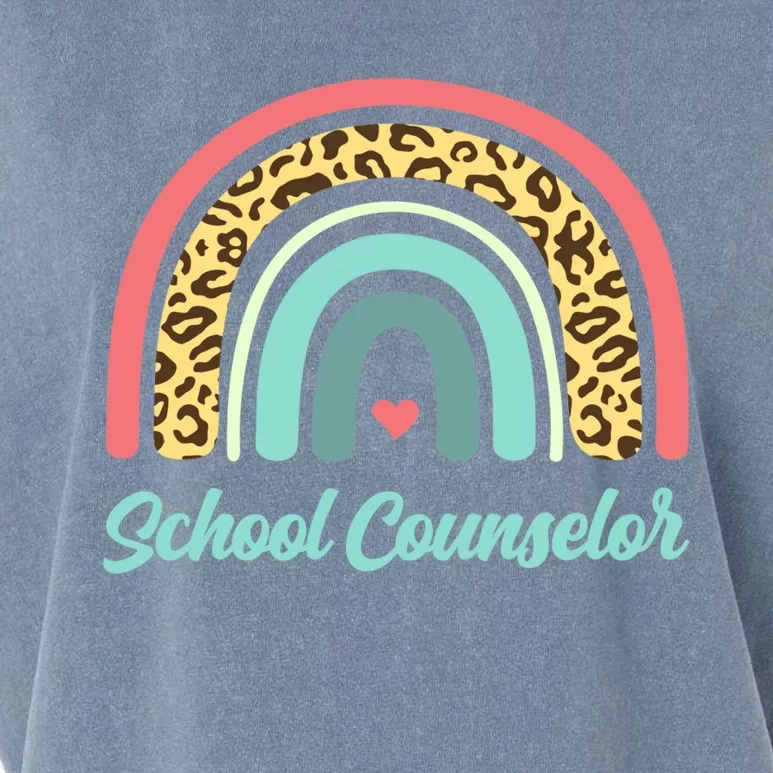 School Counselor Boho Leopard Rainbow Guidance Counseling Cute Gift Garment-Dyed Women's Muscle Tee