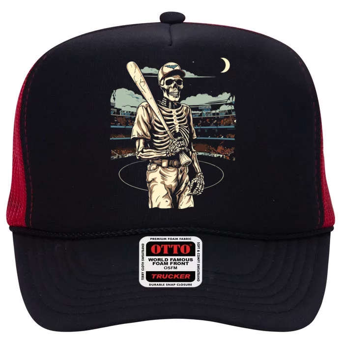 Spooky Creepy Baseball Skeleton Halloween Boy High Crown Mesh Trucker Hat