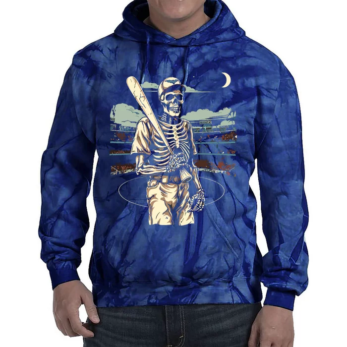 Spooky Creepy Baseball Skeleton Halloween Boy Tie Dye Hoodie