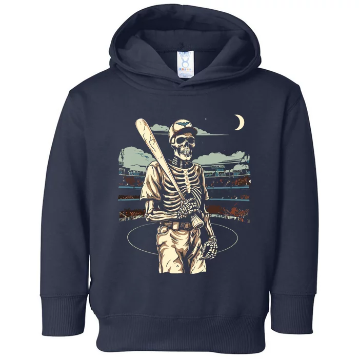 Spooky Creepy Baseball Skeleton Halloween Boy Toddler Hoodie