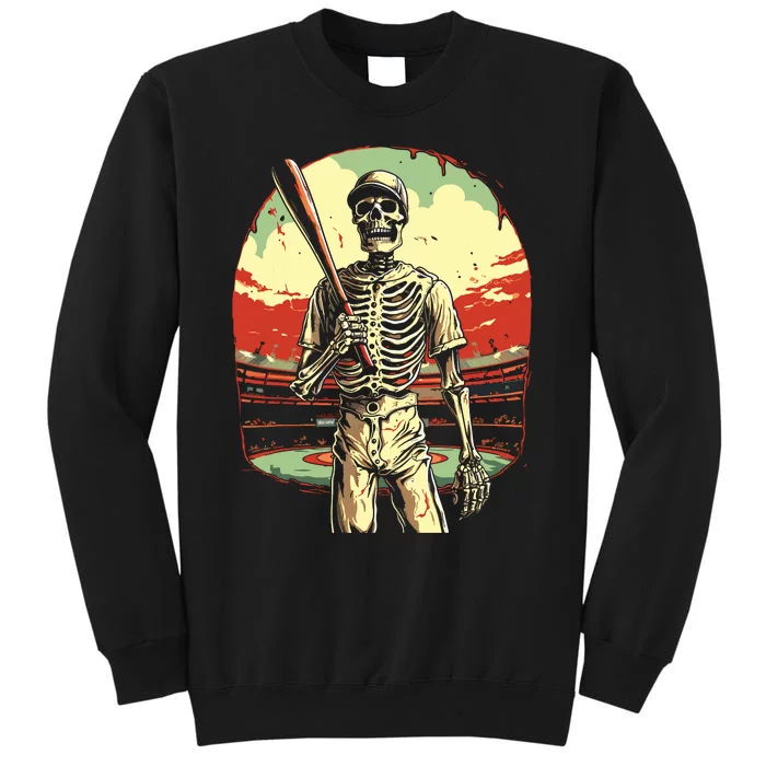 Spooky Creepy Baseball Skeleton Halloween Boy Tall Sweatshirt