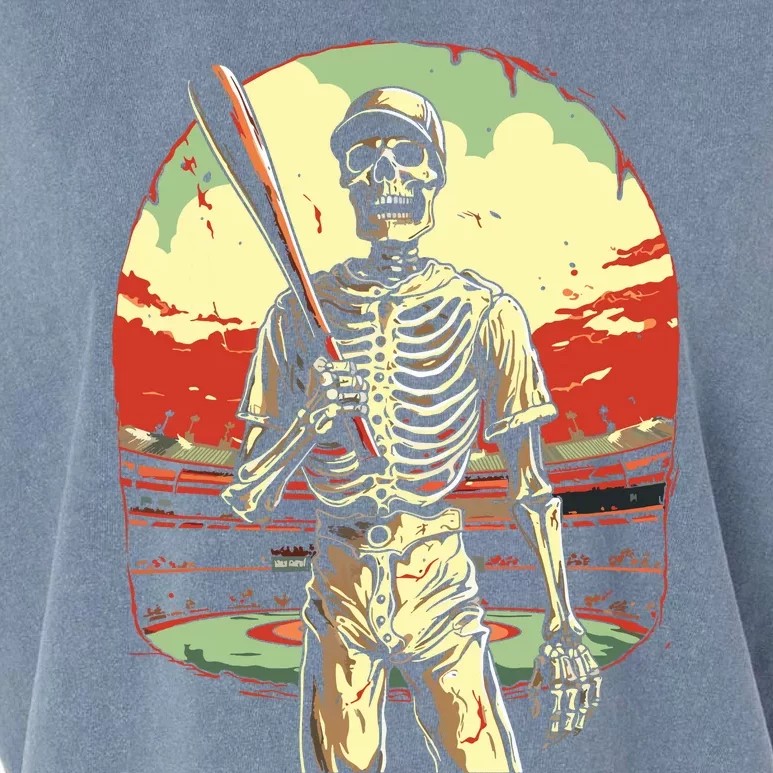 Spooky Creepy Baseball Skeleton Halloween Boy Garment-Dyed Women's Muscle Tee