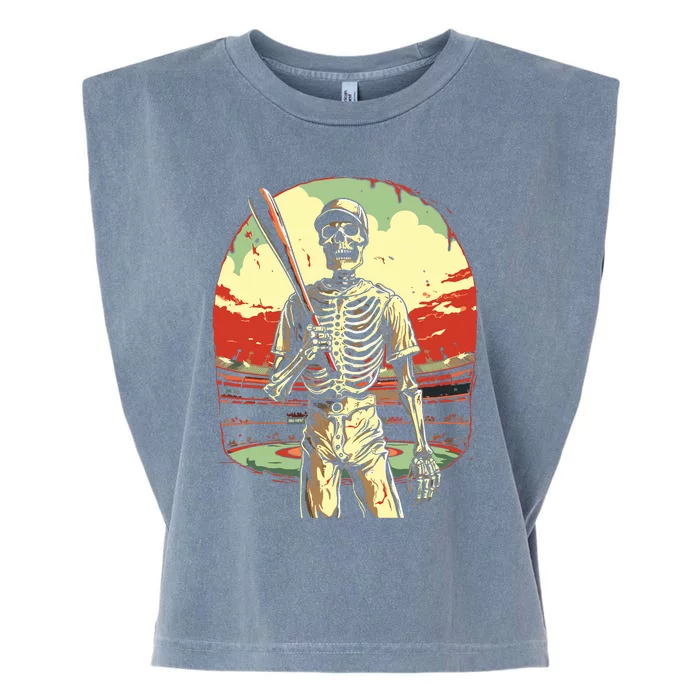 Spooky Creepy Baseball Skeleton Halloween Boy Garment-Dyed Women's Muscle Tee