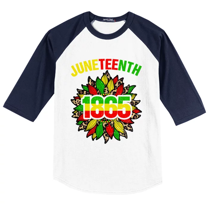 Sunflower Celebrates Black African American Juneteenth 1865 Gift Baseball Sleeve Shirt