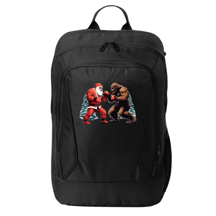 Santa Claus Boxing Bigfoot Sasquatch Christmas City Backpack