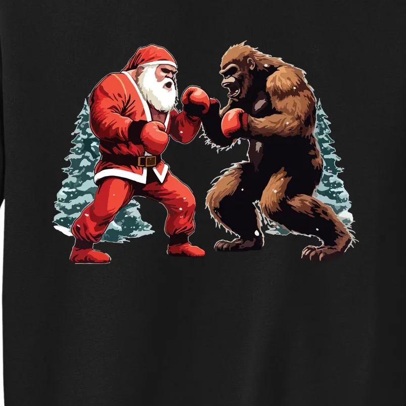 Santa Claus Boxing Bigfoot Sasquatch Christmas Tall Sweatshirt