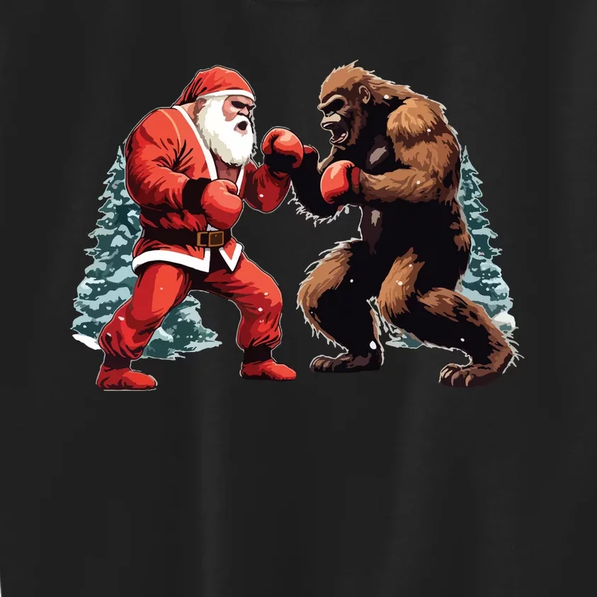 Santa Claus Boxing Bigfoot Sasquatch Christmas Kids Sweatshirt