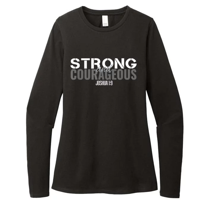 Strong & Courageous Bible Verse For Women Men Christian Womens CVC Long Sleeve Shirt