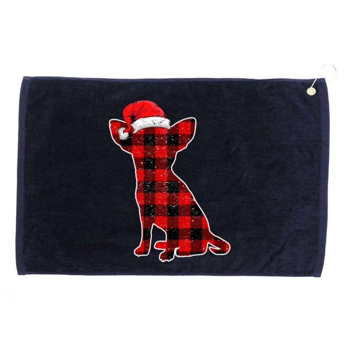 Santa Chihuahua Buffalo Plaid Cute Gift Merry Christmas Dog Gift Grommeted Golf Towel