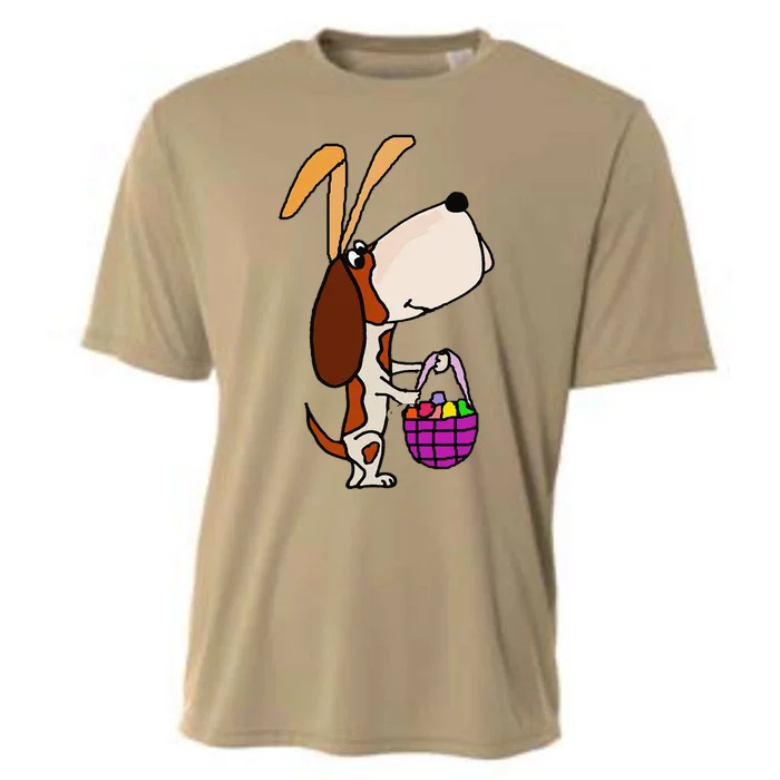 Smilealottees Cute Basset Hound Dog Easter Cooling Performance Crew T-Shirt