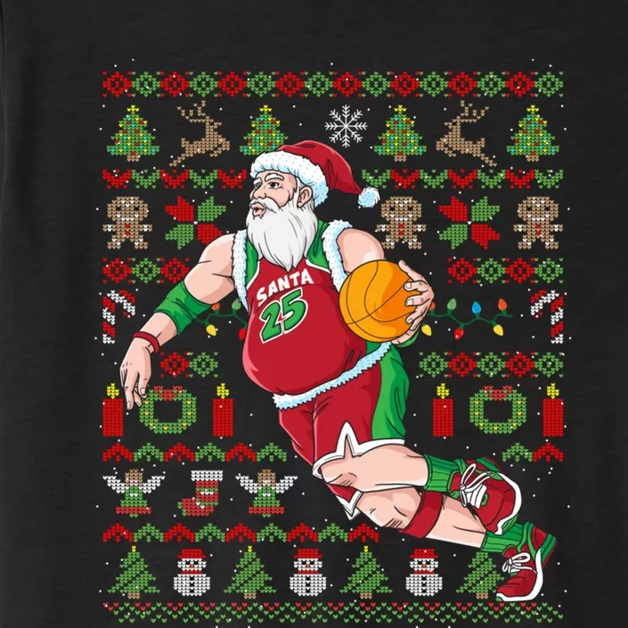 Santa Claus Basketball Ugly Christmas ChromaSoft Performance T-Shirt