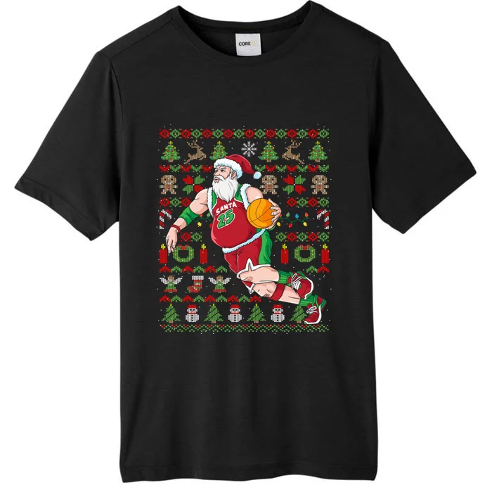 Santa Claus Basketball Ugly Christmas ChromaSoft Performance T-Shirt