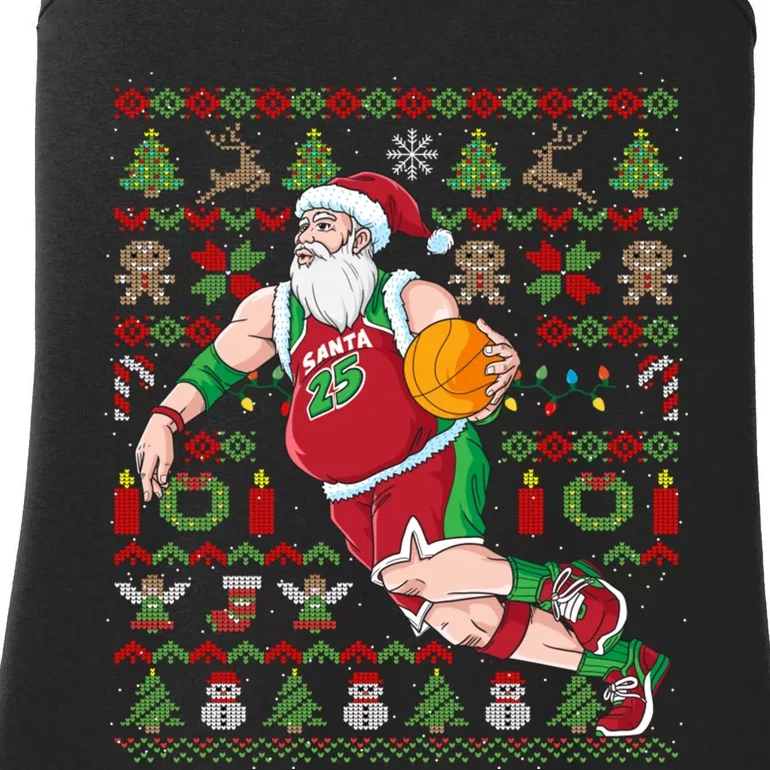 Santa Claus Basketball Ugly Christmas Ladies Essential Tank