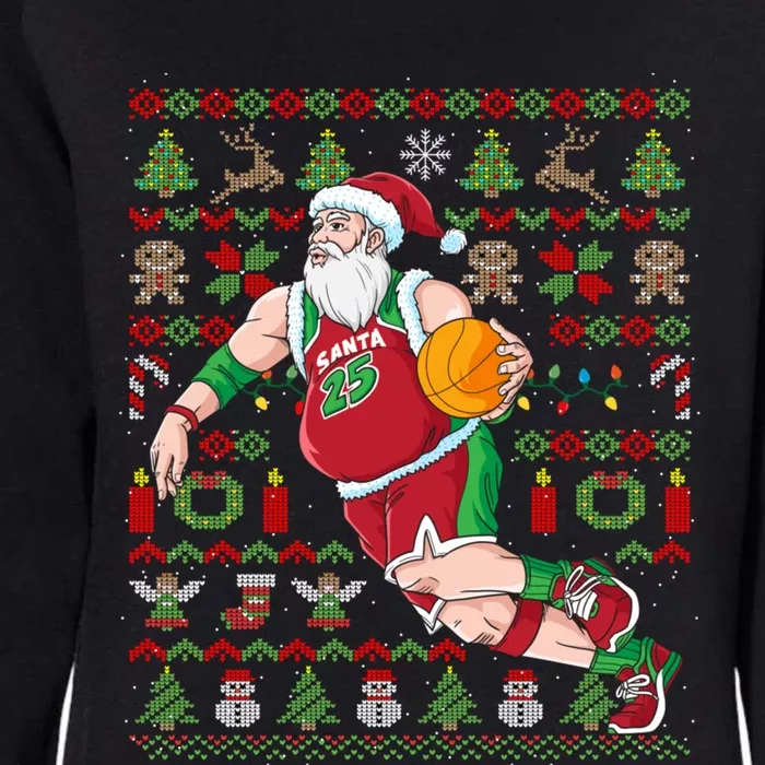 Santa Claus Basketball Ugly Christmas Womens California Wash Sweatshirt