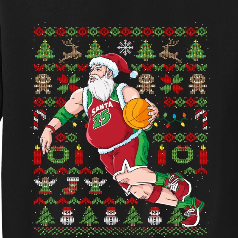 Santa Claus Basketball Ugly Christmas Tall Sweatshirt