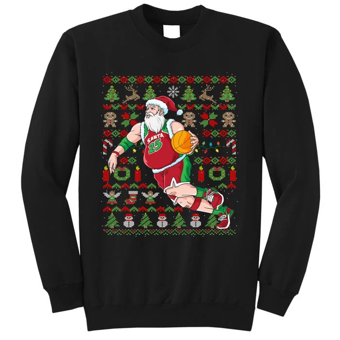 Santa Claus Basketball Ugly Christmas Tall Sweatshirt