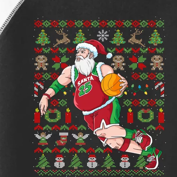 Santa Claus Basketball Ugly Christmas Toddler Fine Jersey T-Shirt