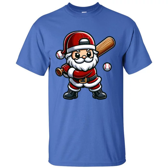 Santa Claus Baseball Player Baseball Christmas Gift Tall T-Shirt