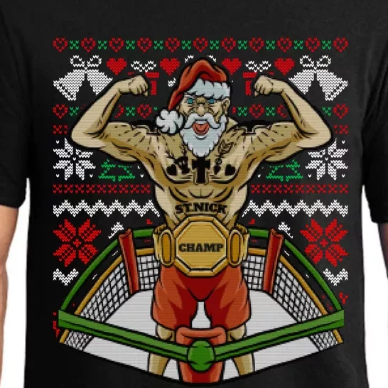 Santa Claus Boxing Mma Champ Boxer Ugly Christmas Meaningful Gift Pajama Set